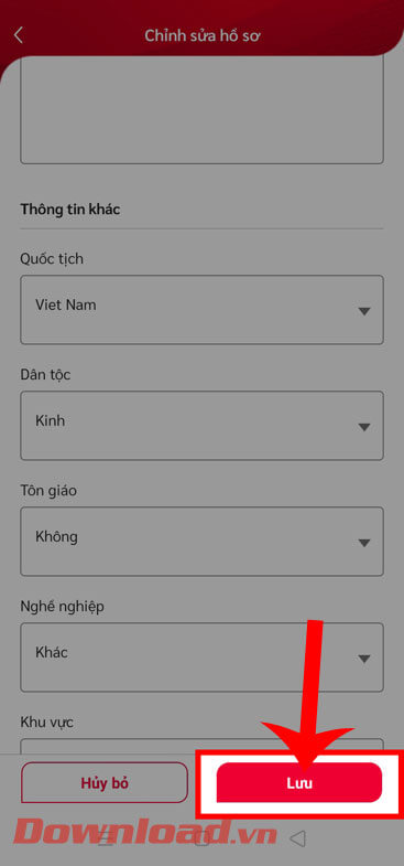 <p><strong>Bước 7: </strong>Tiếp theo, chạm vào nút <strong>Lưu </strong>ở góc bên phải phía dưới màn
