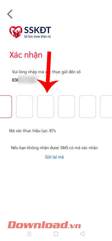 <p><strong>Bước 3: Điền mã xác nhận tài khoản</strong>, mã này sẽ được hệ thống của ứng dụng gửi về