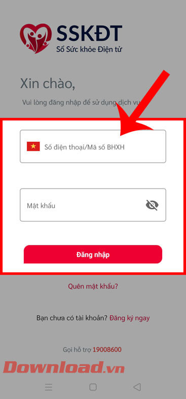 <p><strong>Bước 5: </strong>Ở màn hình<em> Đăng nhập tài khoản</em>, nhập <strong>Số điện thoại/Mã số