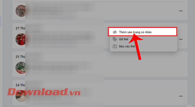 <p><strong>Bước 7: </strong>Tiếp theo, hãy nhấn vào mục <strong>Thêm vào trang cá nhân.</strong></p>