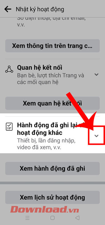 <p><strong>Bước 4:</strong> Vuốt màn hình xuống phía dưới đến mục <em>Hành động đã ghi lại và hoạt động