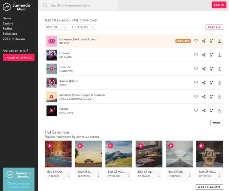App tải nhạc Jamendo