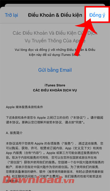 <p><strong>Bước 7:</strong> Lúc này trên màn hình sẽ hiển thị các điều khoản ở Quốc gia/Vùng này, hãy