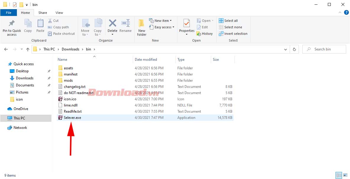<p>2. Click đúp <strong>Selever.exe</strong> để khởi chạy mod FNF Mid-Fight Masses.</p>