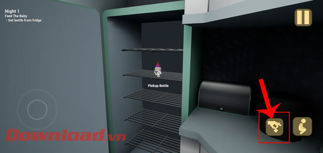 <p><strong>Bước 6: </strong>Di chuyển đến nơi chứa đồ vật như <em>bình sữa, bỉm,... </em>sau đó tiếp