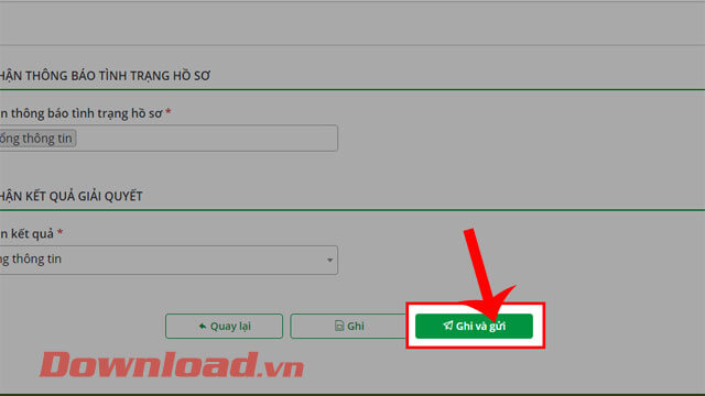 Nhấn vào nút Ghi và gửi đi