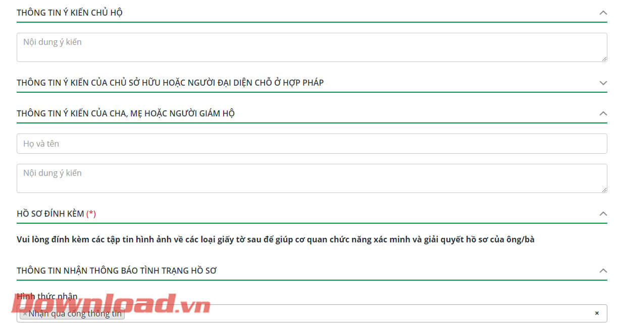 Điền tiếp thông tin ở các mục còn lại