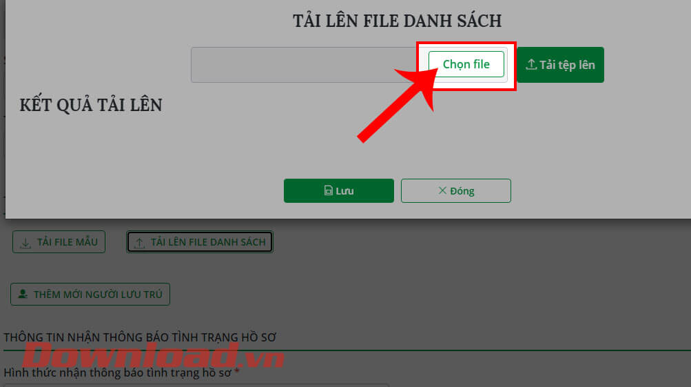 Click chuột vào nút Chọn file
