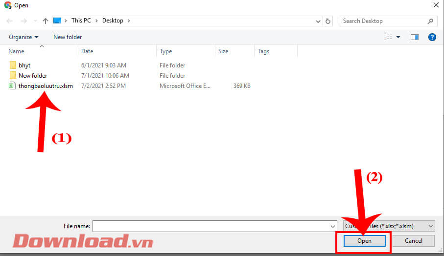 Chọn file danh sách thông tin người đăng ký lưu trú