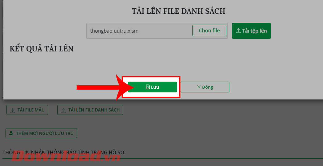 Nhấp chuột vào nút Lưu