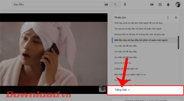 Ấn vào mục Tiếng Việt