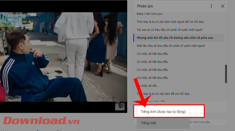 Nhấp chuột vào mục Tiếng Anh (được tạo tự động)