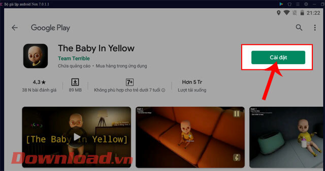 Click chuột vào nút Cài đặt