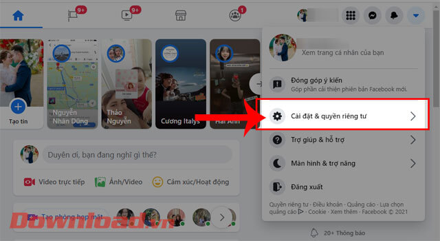 <p><strong>Bước 3: </strong>Tiếp theo, click chuột vào mục <strong>Cài đặt &amp; Quyền riêng tư.</strong></p>