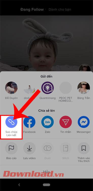 <p><strong>Bước 3: </strong>Tại khung cửa sổ <em>Gửi đến</em>, hãy chạm vào nút <strong>Sao chép liên