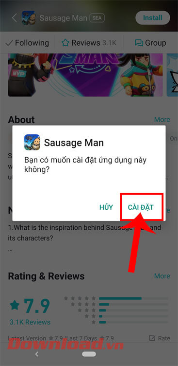 <p><strong>Bước 5: </strong>Đợi một chút để game này có thể tải file APK về điện thoại của mình. Sau