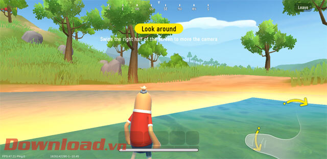 <p><strong>Bước 3: </strong>Lúc tựa game chuyển sang phần diễn tập, <strong>kéo màn hình lên xuống</strong>