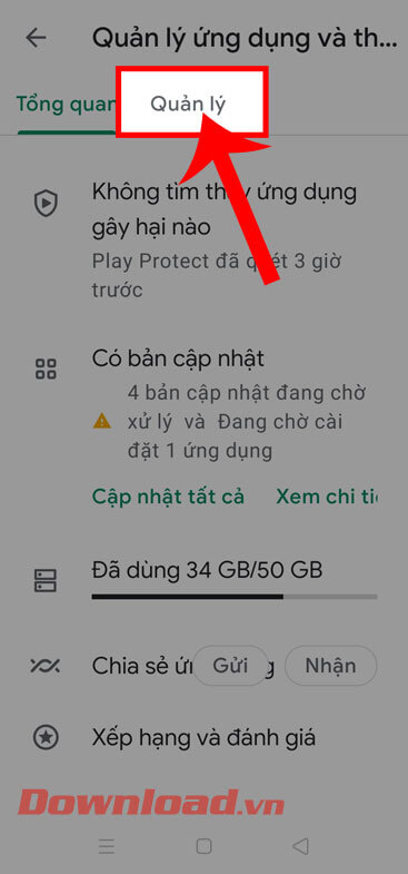 <p><strong>Bước 4:</strong> Tiếp theo ở mục <em>Quản lý ứng dụng và thiết bị,</em> chạm vào mục <strong>Quản