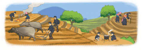 Nói về việc làm của từng người trong tranh