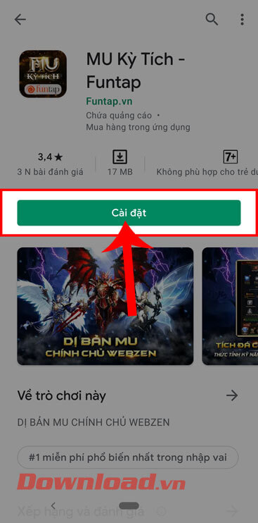 <p><strong>Bước 4:</strong> Tiếp theo, hãy ấn vào nút <strong>Cài đặt.</strong></p>