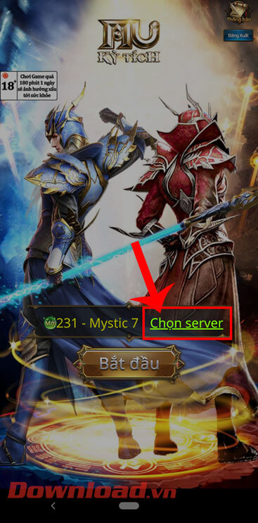 <p><strong>Bước 2: </strong>Tiếp theo, nhấn vào mục <strong>Chọn sever</strong>, để chọn máy chủ mà