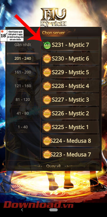 <p><strong>Bước 3: </strong>Trên màn hình khu này sẽ có rất nhiều server cho chúng ta lựa chọn, hãy
