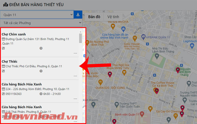 Click chuột vào cửa hàng thiết yếu