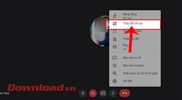 Click chuột vào mục Thay đổi bố cục