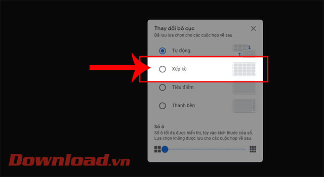 Nhấp chuột vào mục Xếp kề