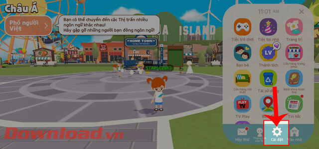 Chạm vào mục Cài đặt