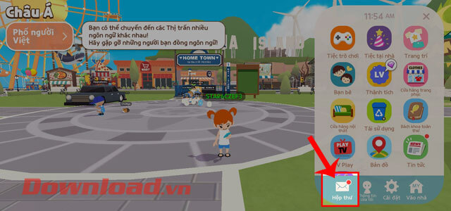 Ấn vào mục Hộp thư