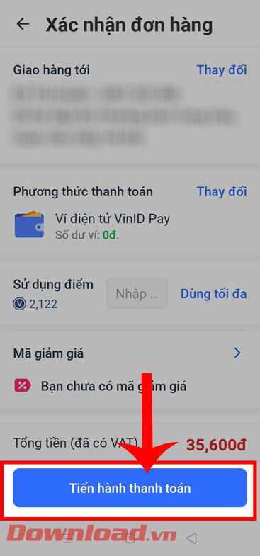 <p><strong>Bước 8: </strong>Ở mục <em>Xác nhận đơn hàng</em> khi này, kiểm tra lại thông tin giao hàng