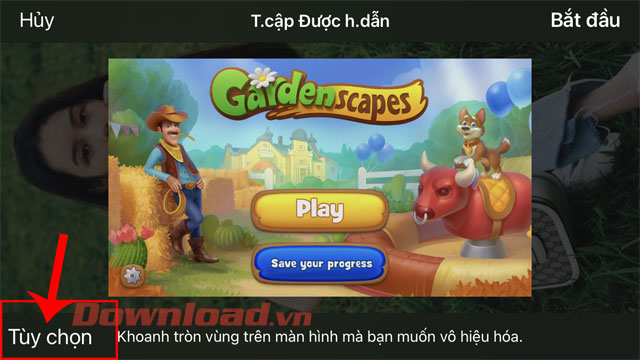 Nhấn vào nút Tùy chọn