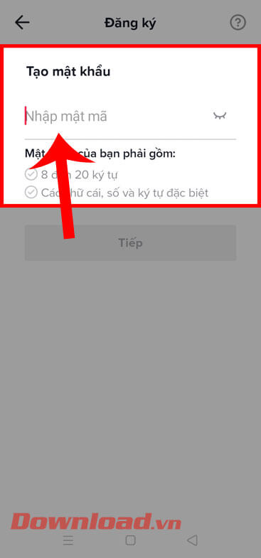 <p><strong>Bước 7: </strong>Tại mục <em>Tạo mật khẩu</em> khi này, hãy <strong>đặt mật khẩu tài khoản
