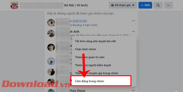 <p><strong>Bước 4: </strong>Lúc này cửa sổ tiện ích xuất hiện, hãy nhấp chuột vào mục <strong>Cấm đăng