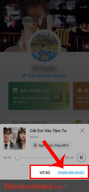 <p><strong>Bước 7: </strong>Nhấn vào nút <strong>Gỡ</strong> để tắt bỏ nhạc nền trên Zalo, hoặc thay