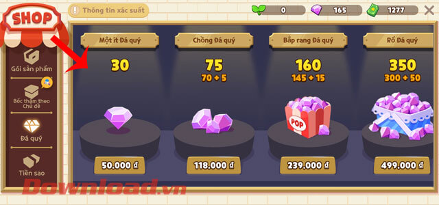 Chọn gói nạp thẻ