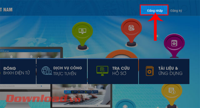 Nhấn vào mục Đăng nhập