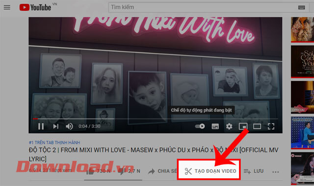 Nhấn vào mục Tạo đoạn video
