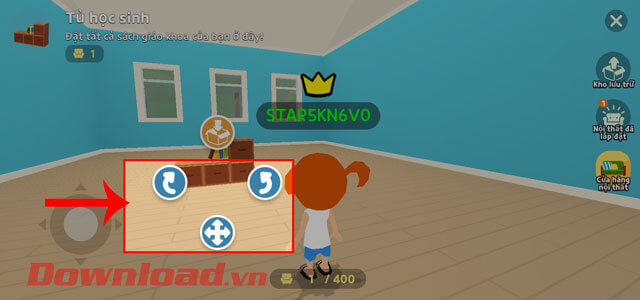 Ấn vào các biểu tượng mũi tên