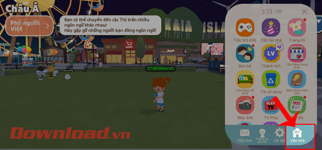 Ấn vào mục Vào nhà