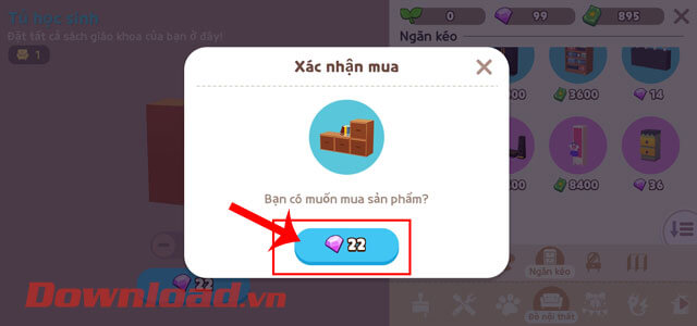 Ấn vào nút hiển thị số tiền