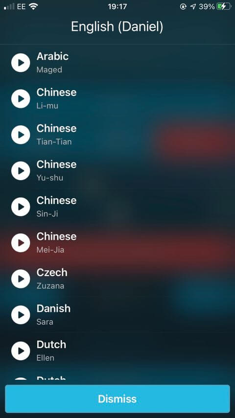 Các giọng đọc trong Speak