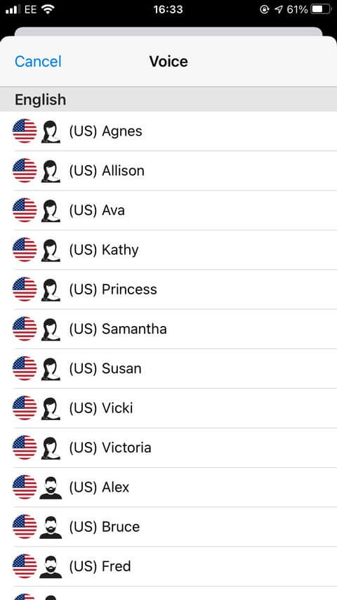 Giọng đọc trong Speak4Me