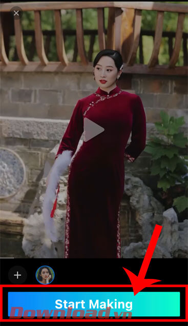 <p><strong>Bước 5: </strong>Tại mẫu video mà bạn sẽ ghép khuôn mặt của mình vào, hãy ấn vào nút <strong>Start