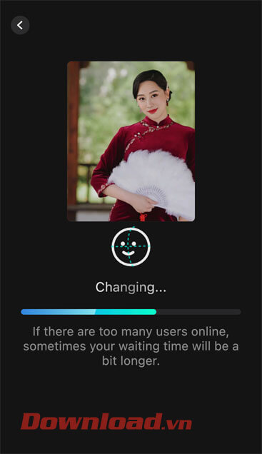 <p><strong>Bước 6: </strong>Đợi trong một lát để quá trình ghép và chuyển đổi khuôn mặt vào video được