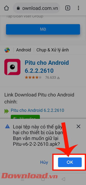 <p><strong>Bước 3: </strong>Phía dưới màn hình khi này sẽ hiển thị cửa sổ “<em>Loại tệp này có thể gây