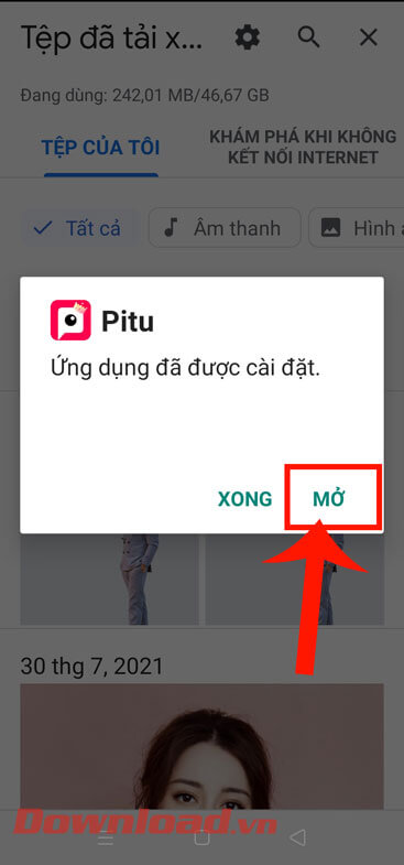 <p><strong>Bước 5:</strong> Tiếp theo, đợt một lát để quá trình cài đặt được ứng dụng được hoàn tất,