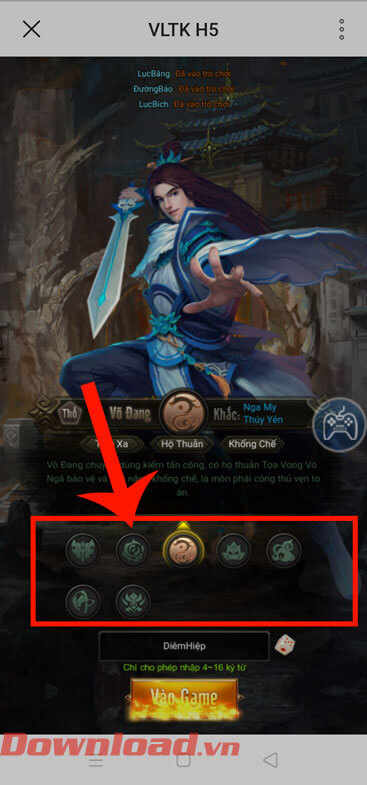 <p><strong>Bước 7: </strong>Khi này tại giao diện tạo nhân vật của game, chạm vào <strong>biểu tượng