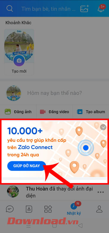 <p><strong>Bước 2:</strong> Lúc này tại <em>Nhật ký Zalo</em> của mình chúng ta sẽ thấy tính năng <strong>Zalo